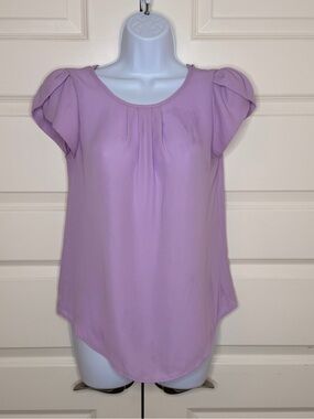 SHEIN Lilac Short Puff Sleeve Blouse